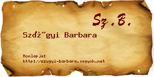 Szügyi Barbara névjegykártya